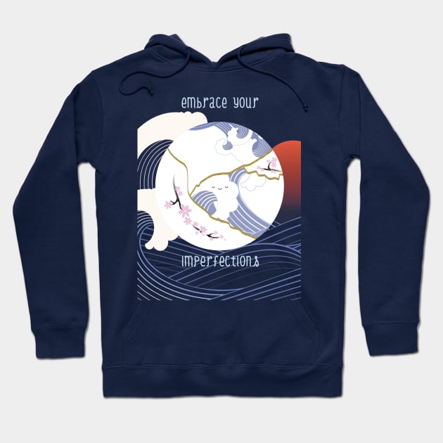 Kintsugi Moon Kanagawa Wave Hoodie by bittergodart